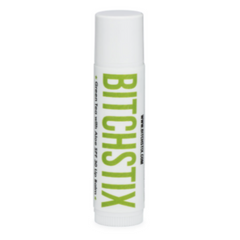Lip balm stick with 'BITCHSTIX' branding on a white background