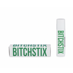 BITCHSTIX Pink Watermelon SPF Chapstick  lip balm and packaging on a white background
