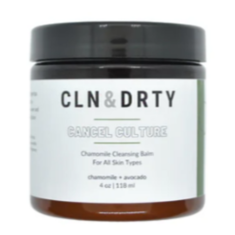 Jar of CLN & DIRTY cleansing balm on a white background
