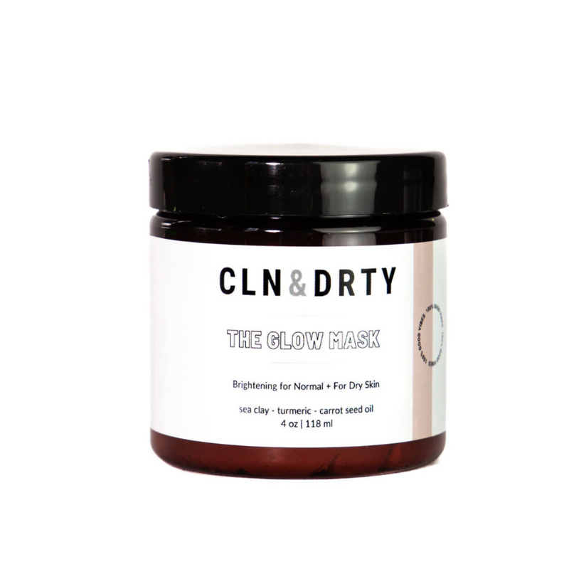 Jar of 'The Glow Mask' by CLN & DRTY on a white background
