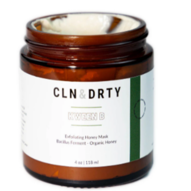 Jar of CLN & DIRTY honey mask on a white background