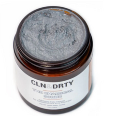 Jar of CLN & DIRTY Charcoal Scrub on a white background