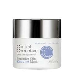 Control Corrective skincare mask jar with silver lid on a white background