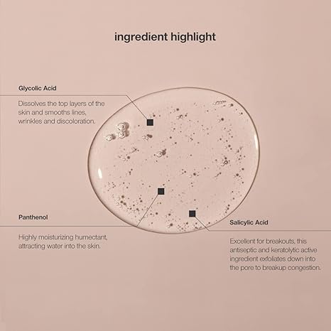 Illustration of a Control Corrective Acne Spot Treatment with labeled ingredients on a beige background