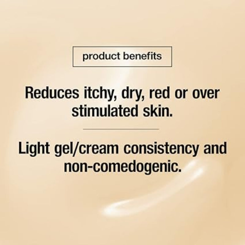 Control Corrective Calming Balm benefits text on a beige background