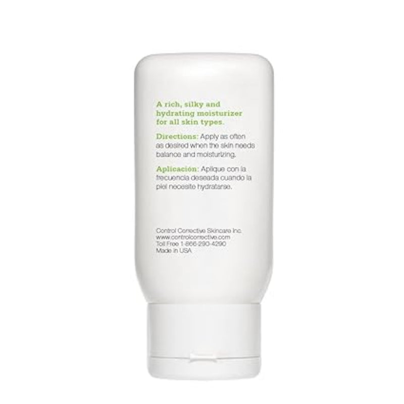 White moisturizer bottle with text on a white background
