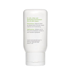 White moisturizer bottle with text on a white background