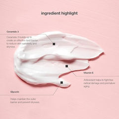 Control Corrective Ceramide Daily Cream labeled ingredients on a pink background