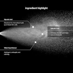 Control Corrective Exfo Tonic labeled ingredients on a dark background