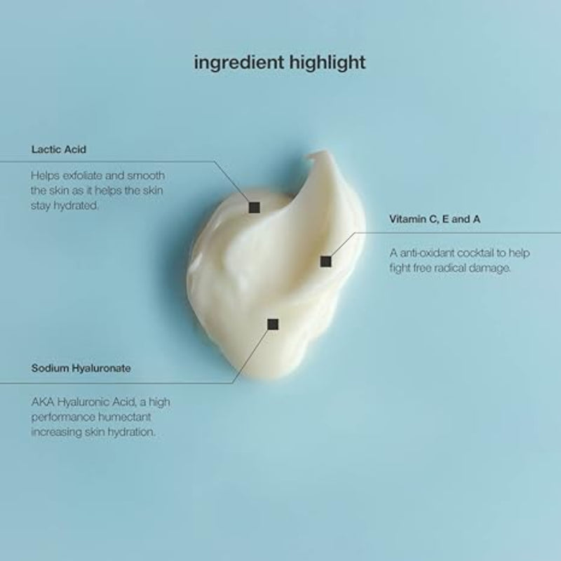 Control Corrective Lactic C Firming Cream Ingredients Highlight on a light blue background