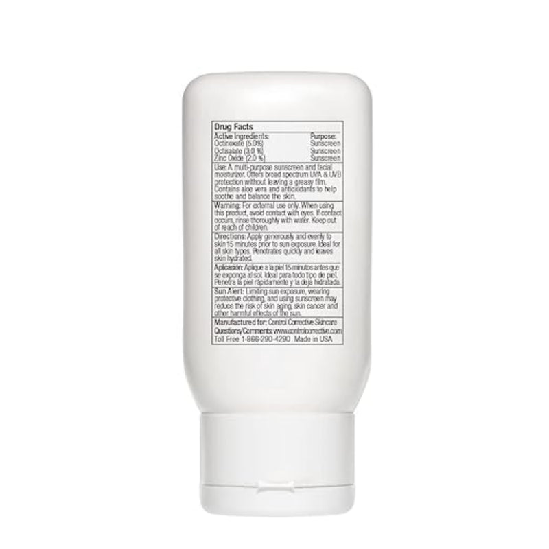 White sunscreen bottle with label on a white background