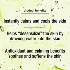 Control Corrective Redness Relief Serum product benefits on a green background with water droplets.