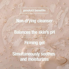 Control Corrective Anti-Aging Cleanser benefits text overlay on a skin texture background
