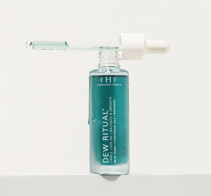 Farmhouse Fresh Dew Ritual serum bottle on a white background