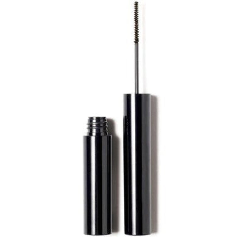 Black mascara with brush on a white background