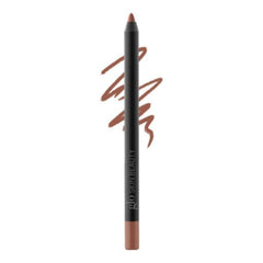 Lip liner pencil with brown color swatch on a white background