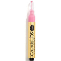 Lip plumper with pink applicator on a white background
