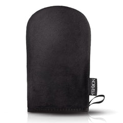 Black oven mitt with brand logo on a white background