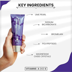Purple tube labeled 'Rapid Renew' with key ingredients listed on a white background