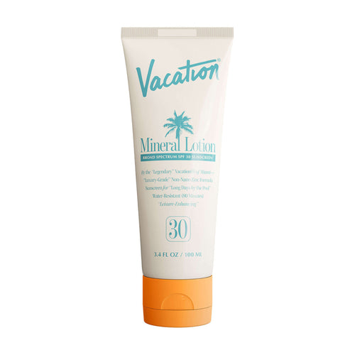 Tube of Vacation Mineral Lotion with SPF 30 on a white background