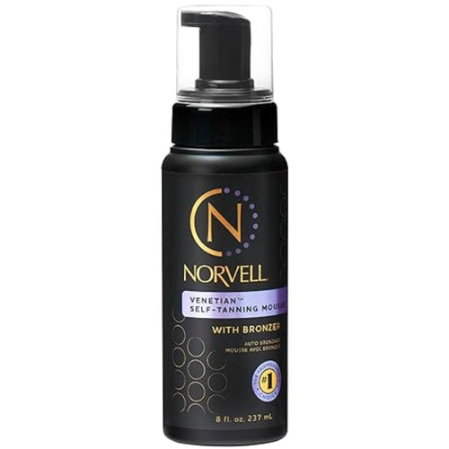Norvell self-tanning mousse bottle on a white background